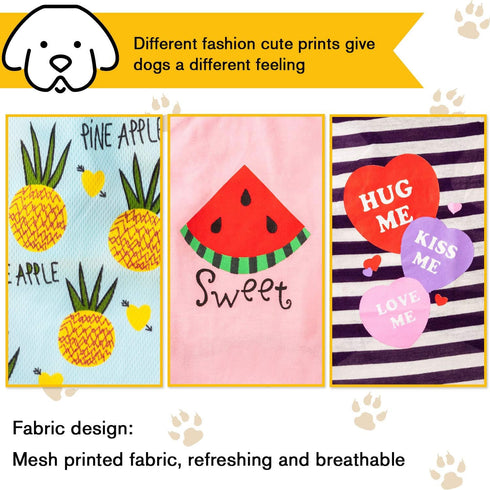 SATINIOR 6 Pcs Dog Clothes Printed Dog Shirts Puppy T-shirts Cute Pet Cotton Clothes Doggie Shirt for Small Medium Dog Apparel Summer Christmas(XS...